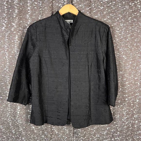 Coldwater Creek Black Geometric‎ Embroidered Blazer Jacket - Picture 1 of 5